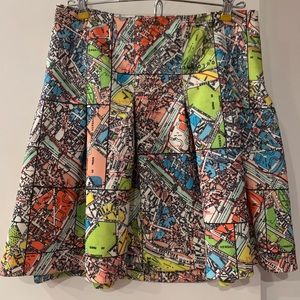 Anthropologie Maeve Carte Neoprene Map of Paris Mini Skirt 8